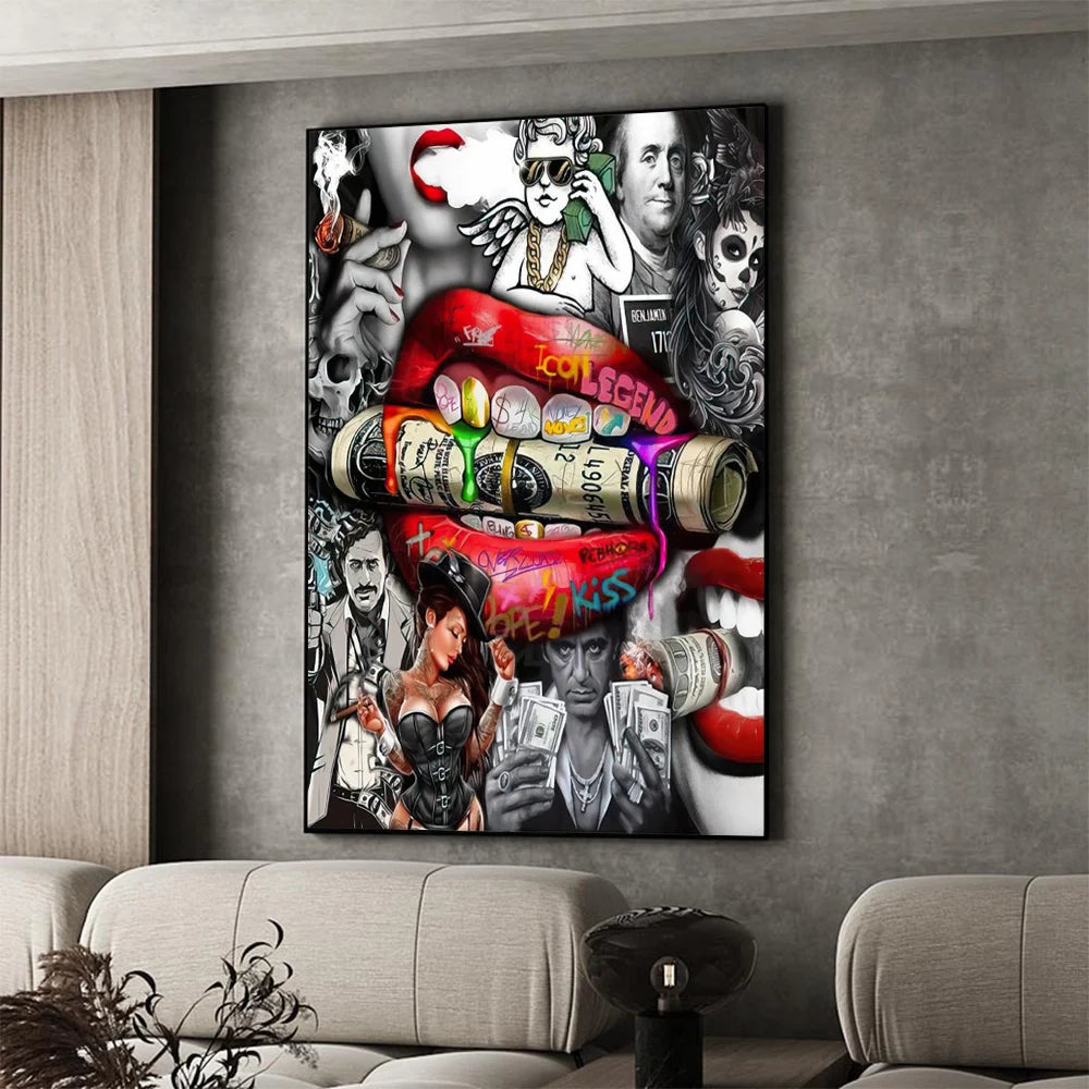 Luxury Dollar Lips Canvas