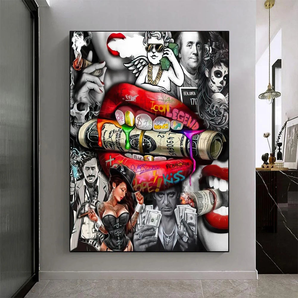Luxury Dollar Lips Canvas