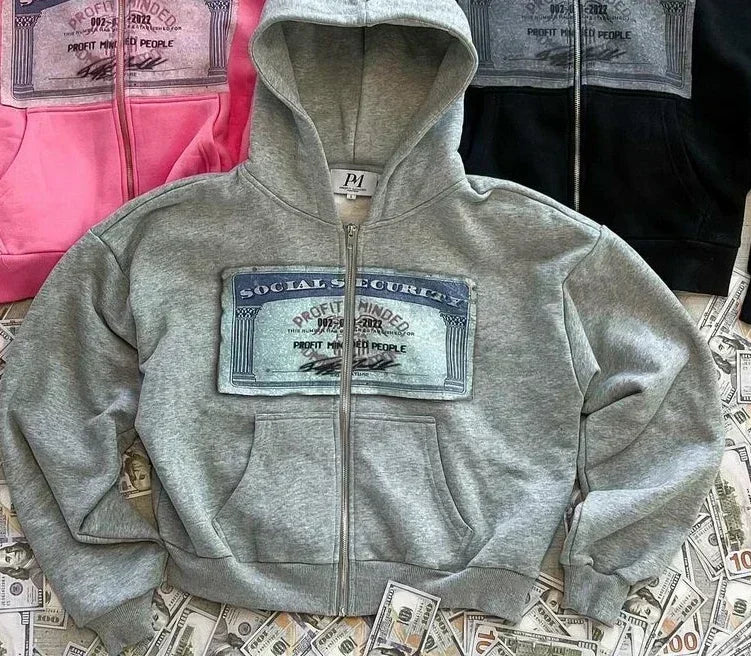 Y2K Dollar Print Hoodie