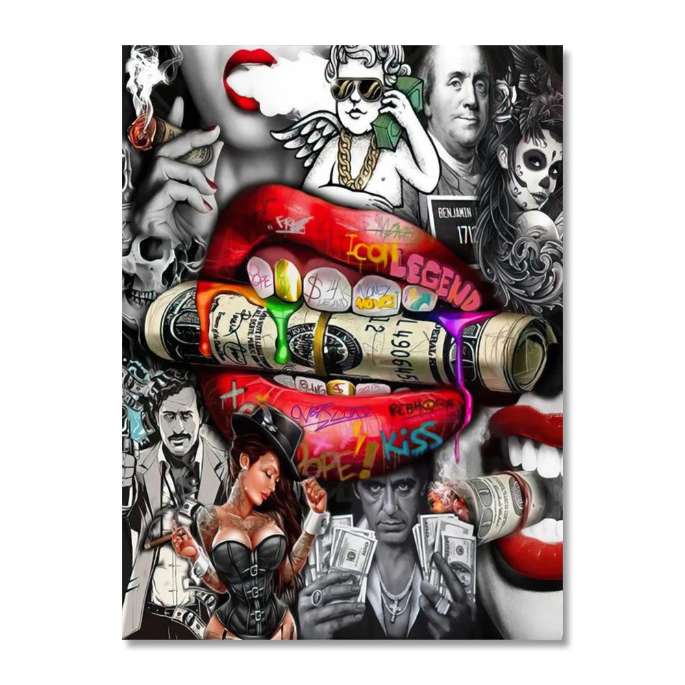Luxury Dollar Lips Canvas