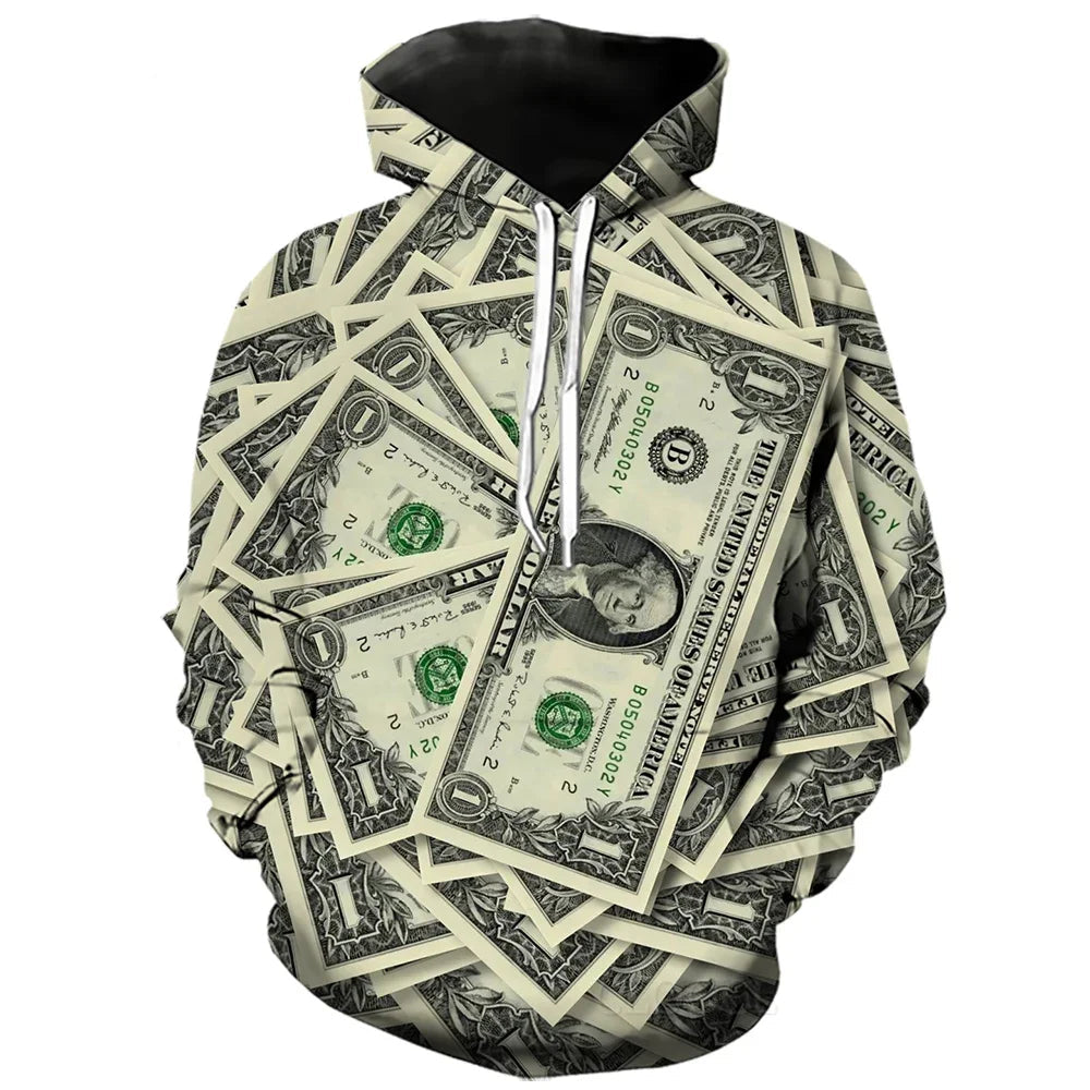 Dollar Print Hooded Sweatshirt
