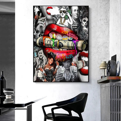 Luxury Dollar Lips Canvas