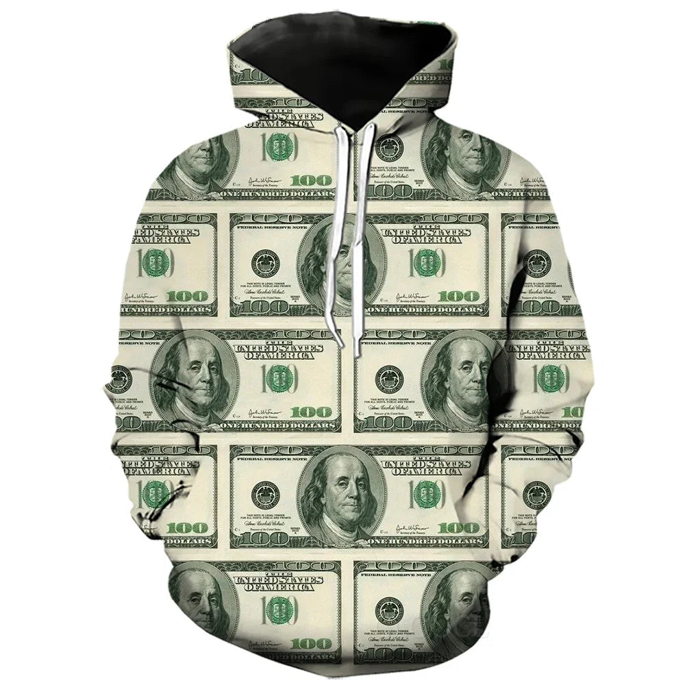 Dollar Print Hooded Sweatshirt