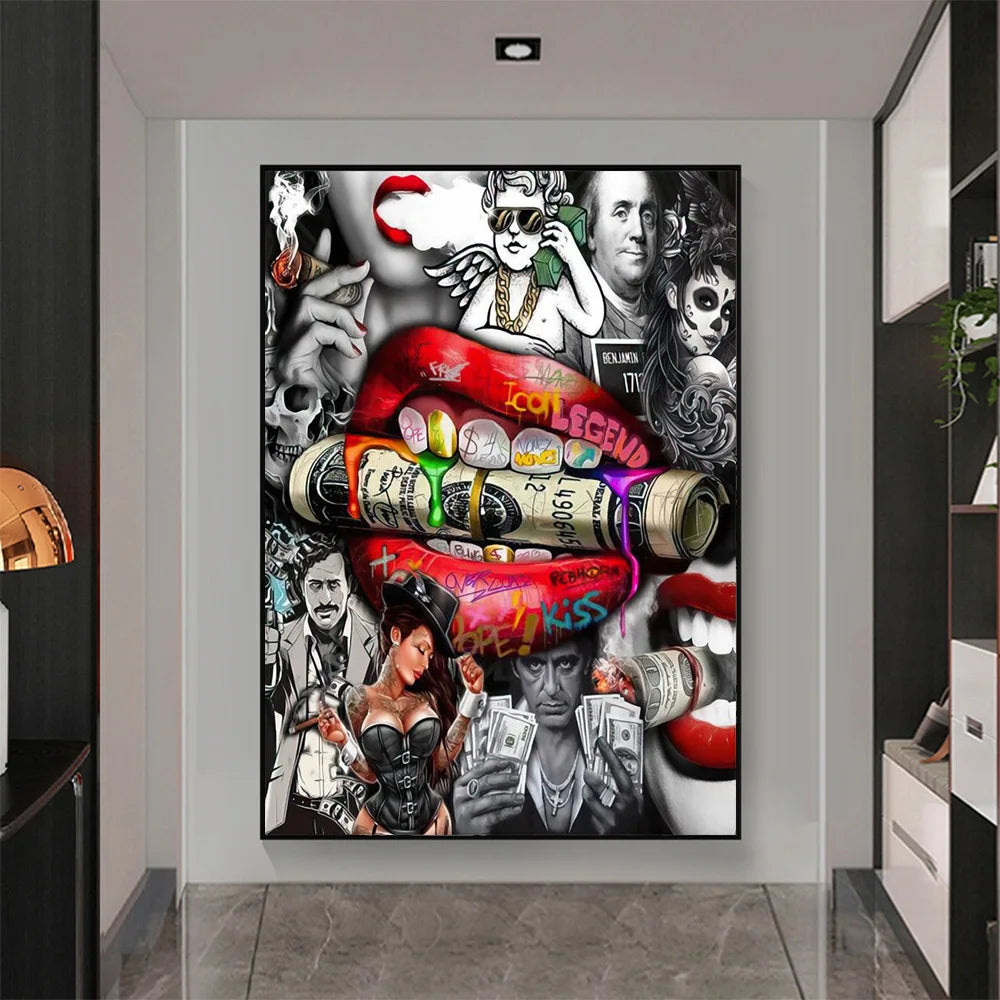 Luxury Dollar Lips Canvas