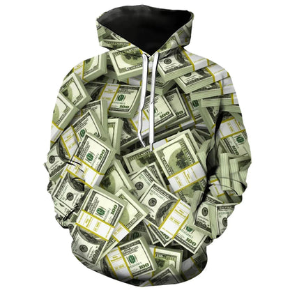 Dollar Print Hooded Sweatshirt