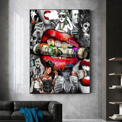 Luxury Dollar Lips Canvas